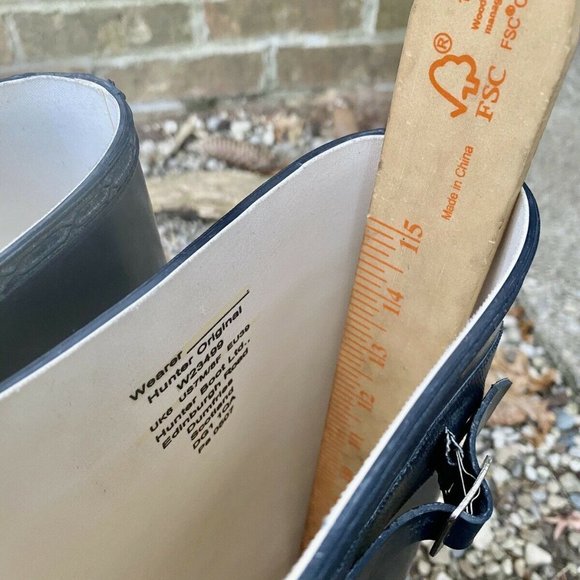 HUNTER BLUE TALL RUBBER WELLIES RAIN MUD BOOTS 8 - Picture 8 of 9